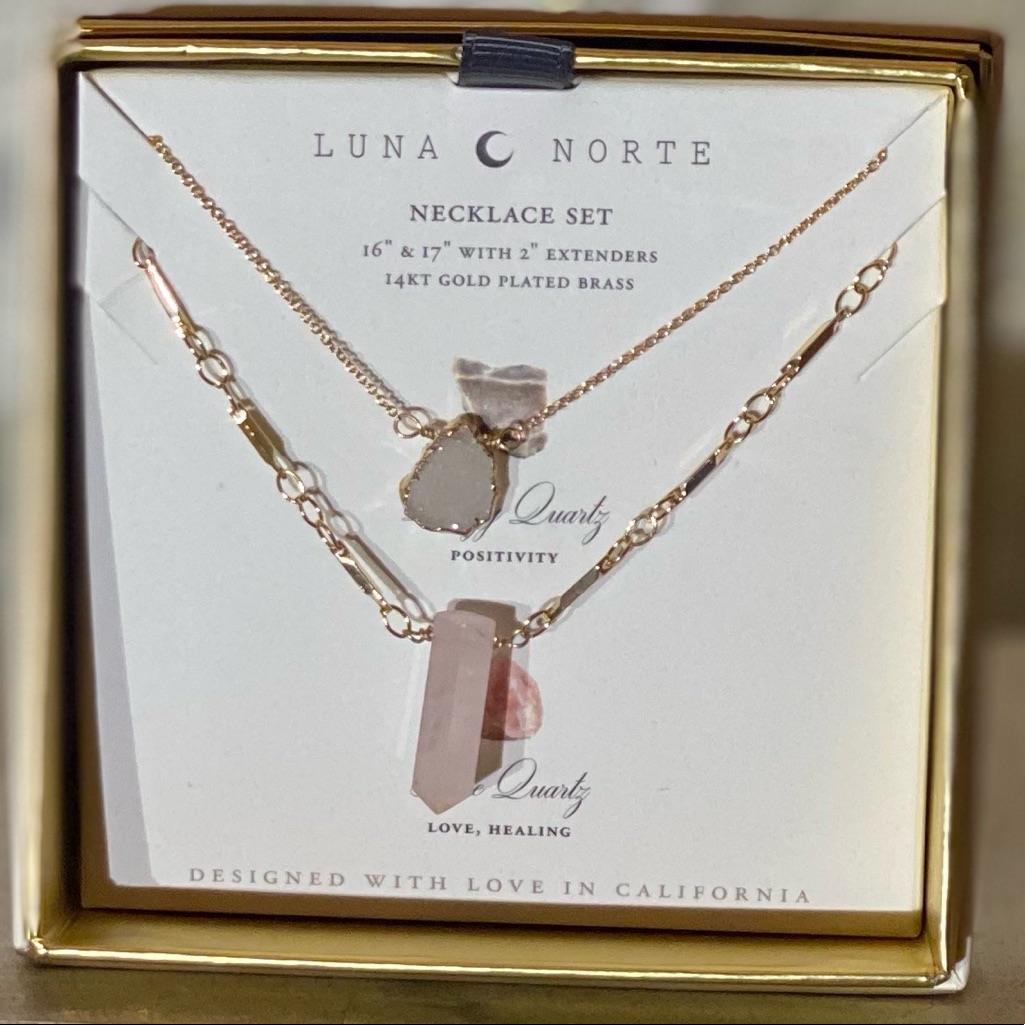 Luna Norte Rose Quartz & Druzy Quartz Necklace Set